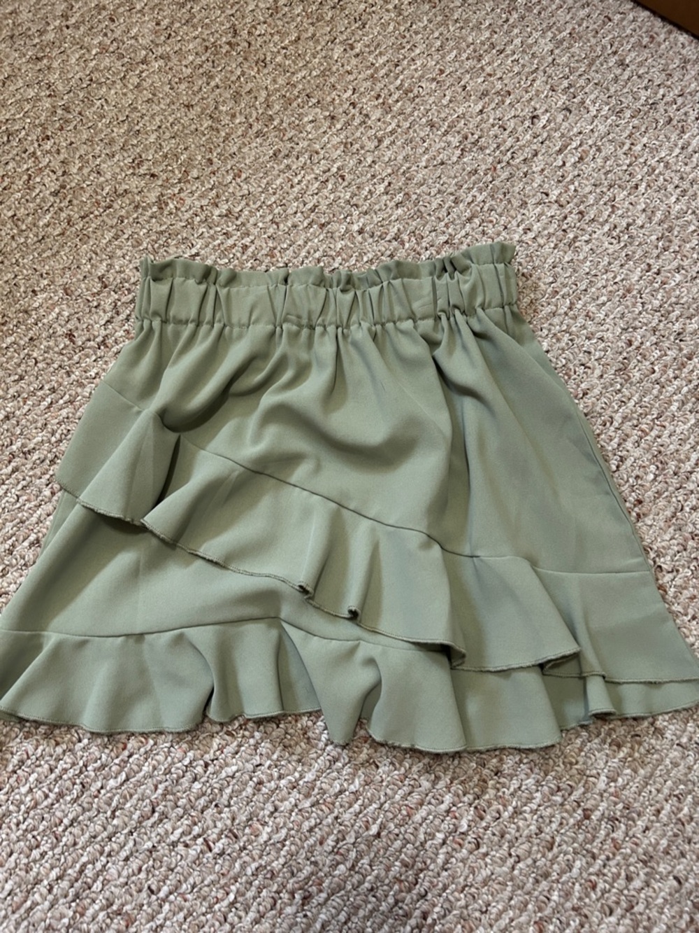 SHEIN Olive Ruffle-Trim Mini Skirt